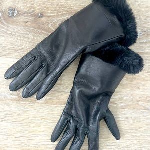 Soft as butter leather, faux fur trimmed dress gloves, size small - 7.5.